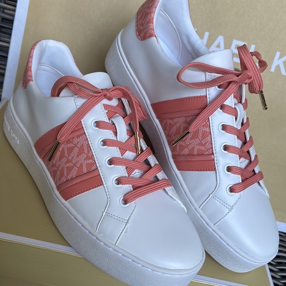 MICHAEL KORS POPPY STRIPE LACE UP NAPPA FAUX LEATHER SHERBERT WMNS - Picture 7 of 16